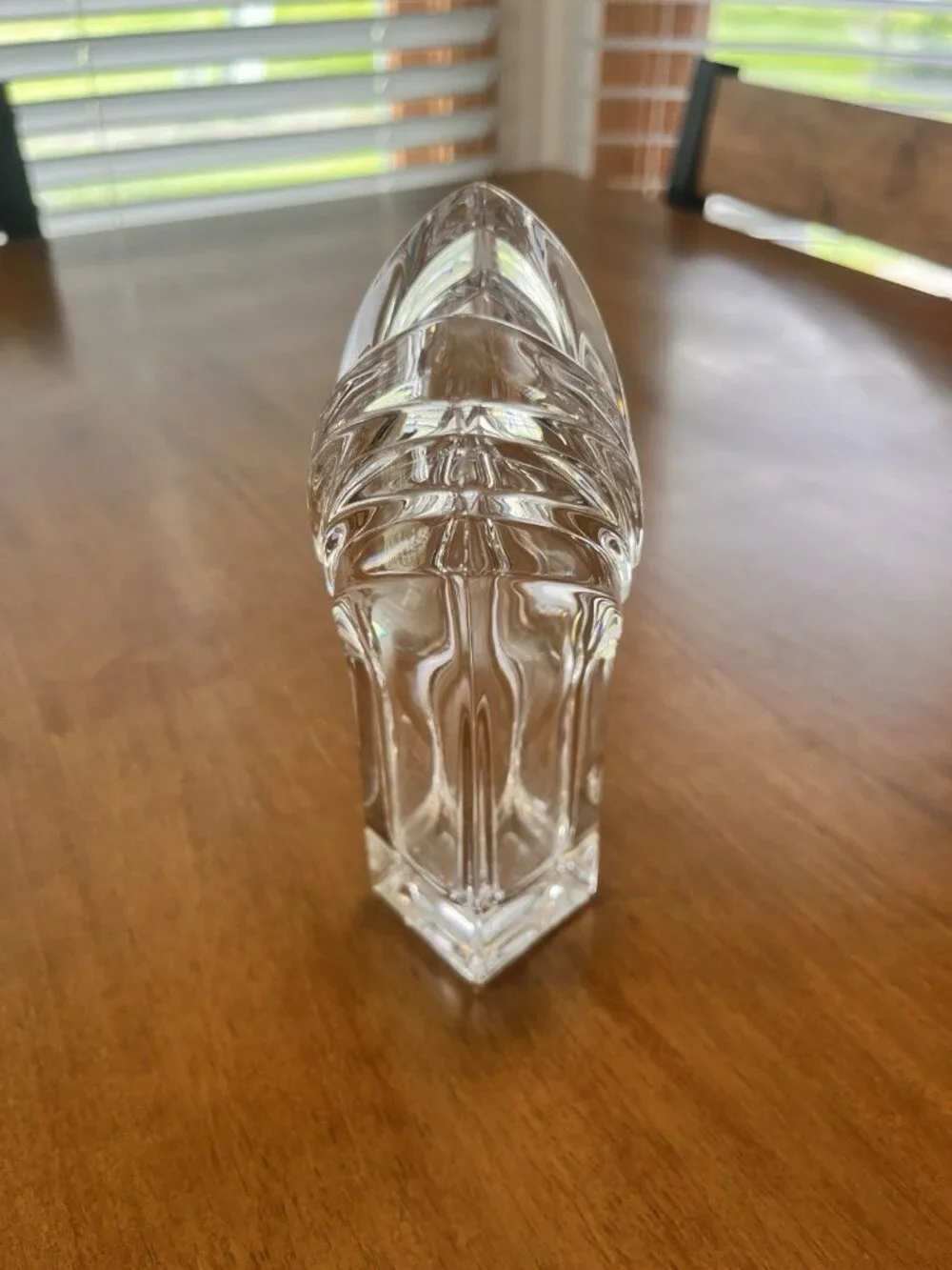 Vintage Mikasa Art Deco Clear Crystal Vase Tulip Style V Shape 6